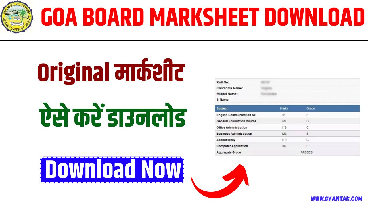 Goa Marksheet Download 2025