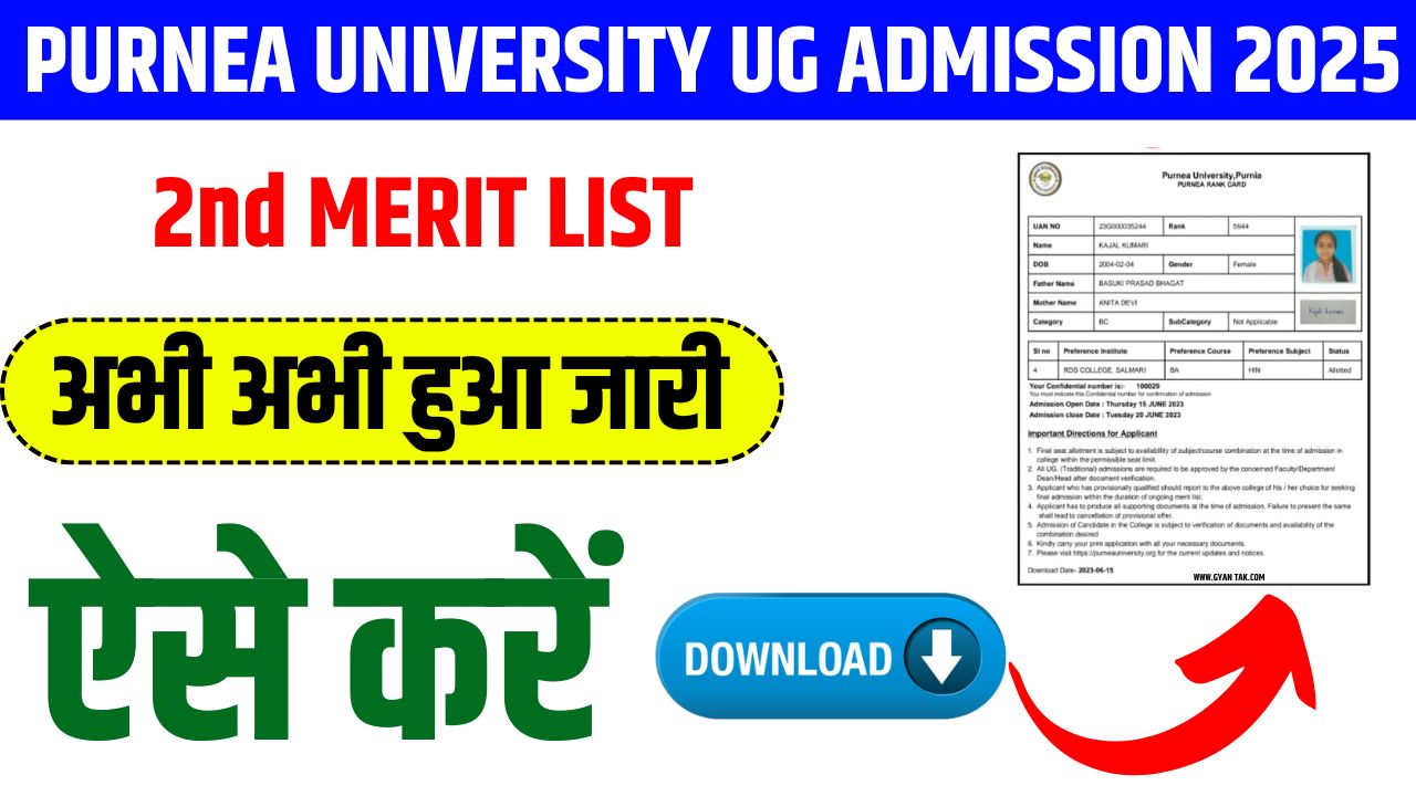 🎓 Purnea University UG 2nd Merit List 2025 📄