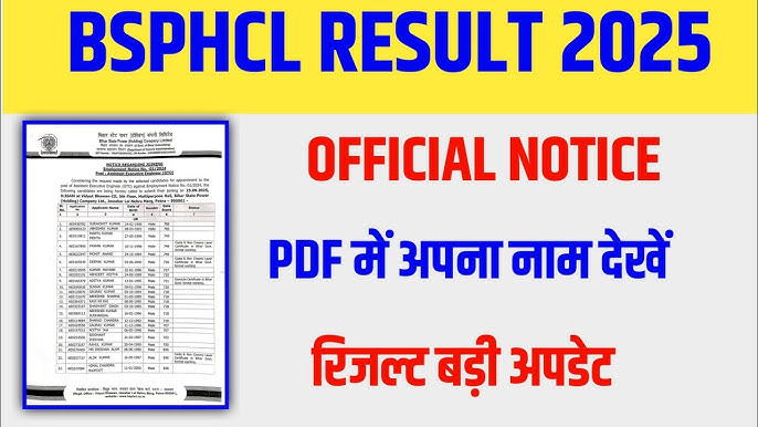 BSPHCL Bijli Vibhag Result 2025 : Link OUT